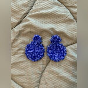 Blue Beaded Earrings - used - decent conditions
